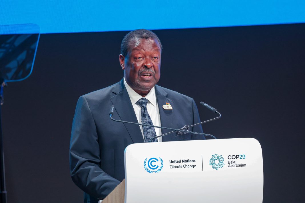 Kenya Calls for Sh 167 trillion for Africa Climate Fund for Developing Nations at COP29 Prime Cabinet Secretary Musalia Mudavadi in Baku, November 13, 2024